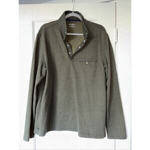 Untuckit Men’s Large Parkson Snap Fleece Olive Army Green Button Pull Over